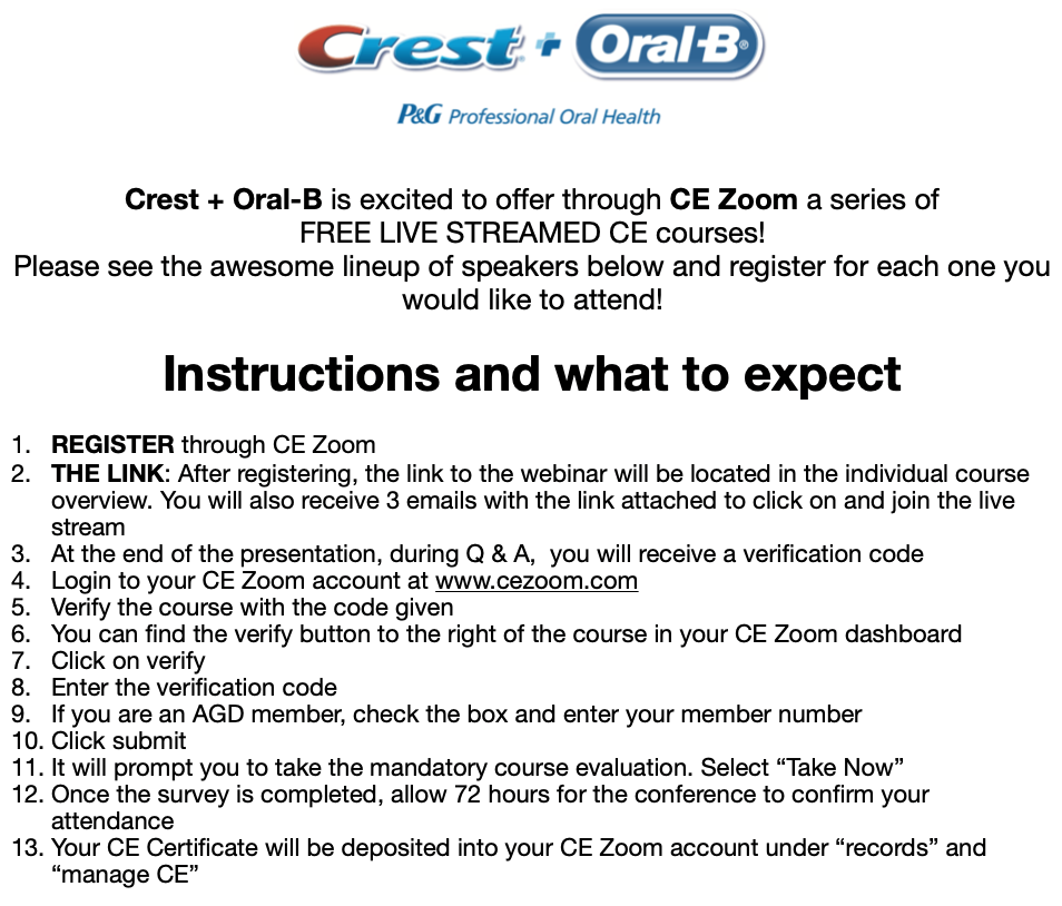 CE Zoom Presents.... Live Webinar Series
